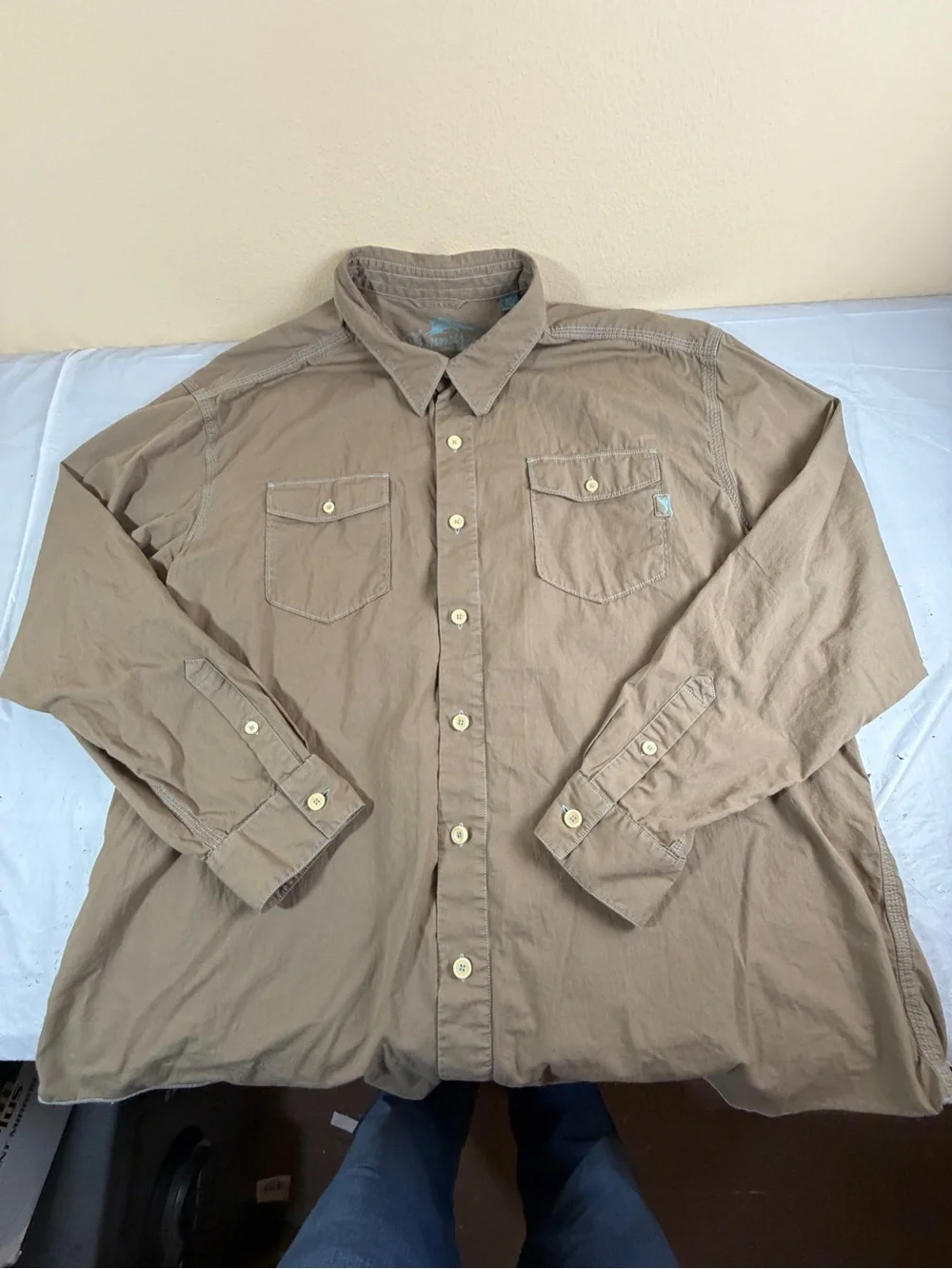 Tommy Bahama Men's Long-Sleeve Button-Down Shirt in Light Brown